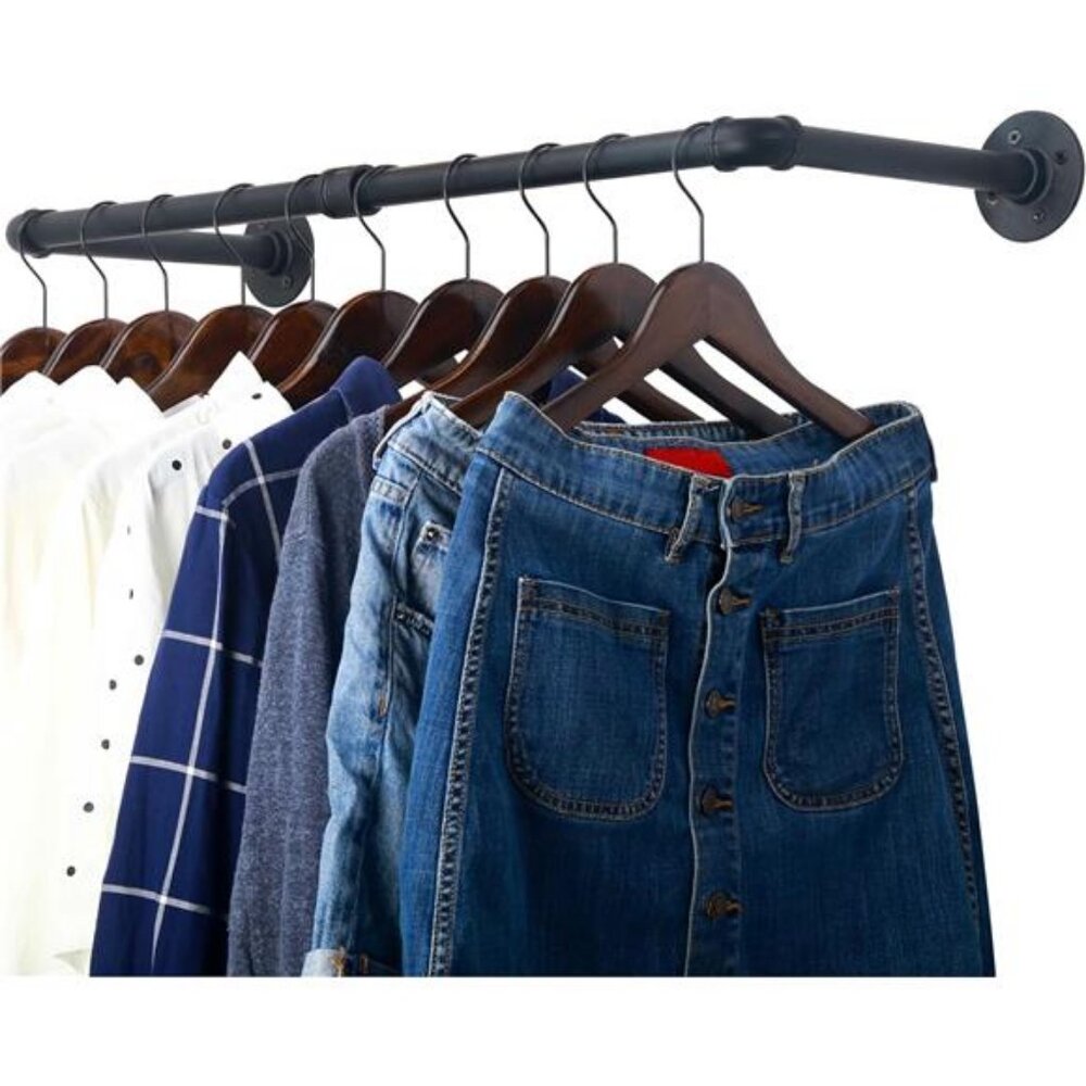 Clothing Rack Wall Mount, 32" Industrial Pipe Clothes Rack for Hanging Clothes